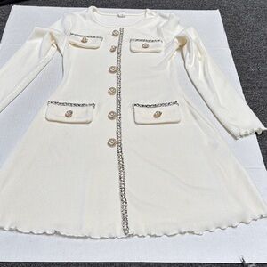 SHEIN Cream Ribbed Knit Top